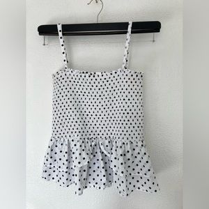 Isa & Ella Spaghetti Strap Ruched Polka Dot Top